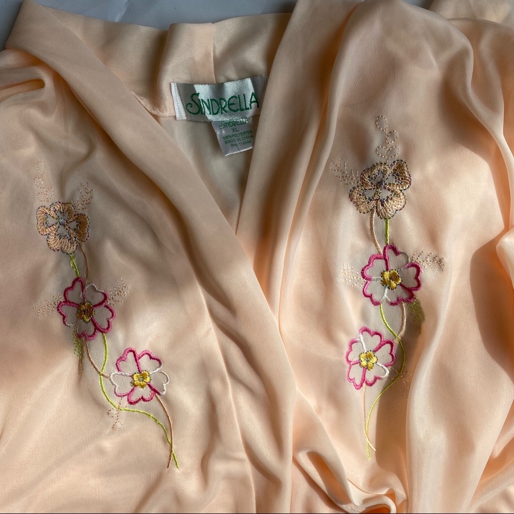 Vintage SINDRELLA Peach Robe Bridal Boudoir - Picture 5 of 7